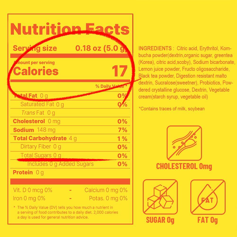 Kayfood-Kombucha-Lemon-Garden-Daily Zero Sugar, Diet, Gut Healthy Sparkling Beverage, Fermented Korean Drinks For Iced Tea Hot T