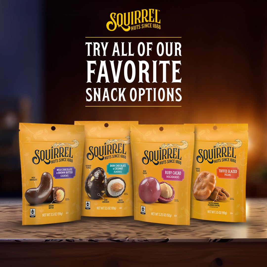 Squirrel Brand Milk Chocolate & Brown Butter Cashews  3.5 Ounces  Resealable Bag  Gluten Free  Snacks for mature-themeds and Kids  Fair Trade Certified Cocoa