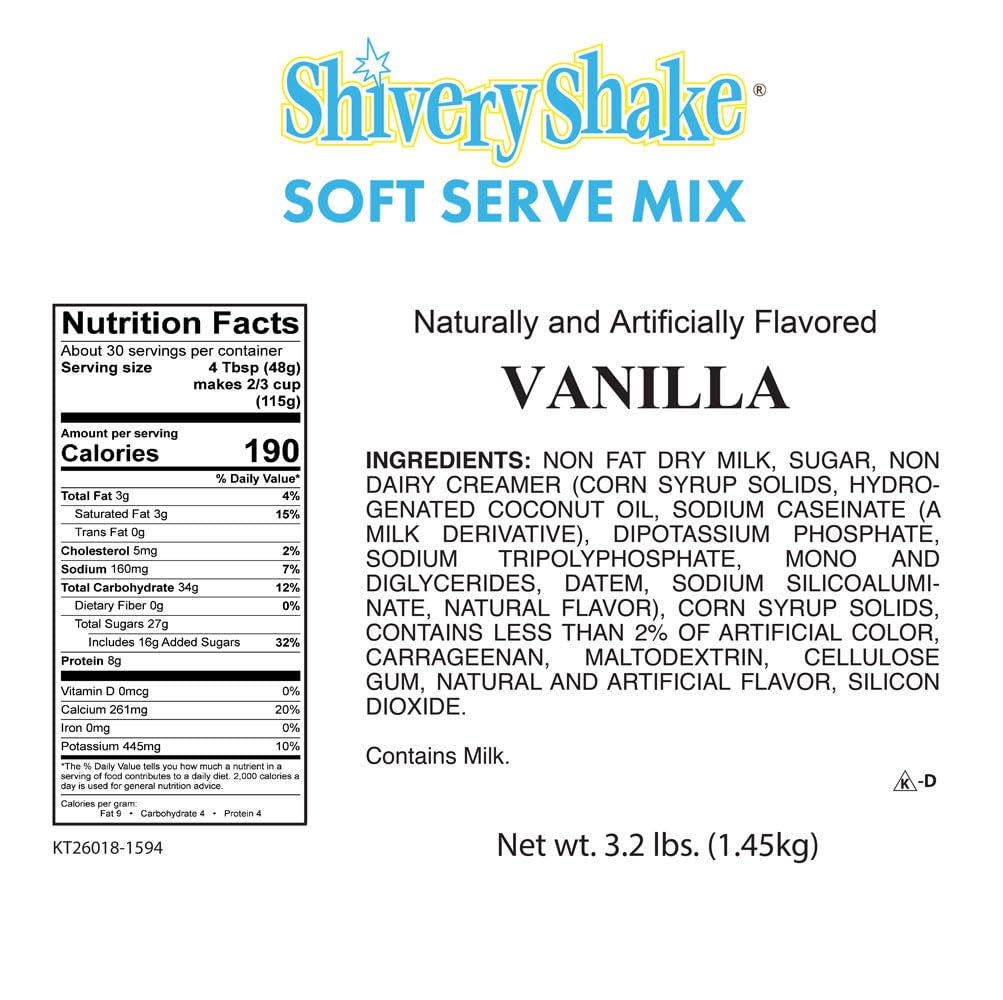 Shivery Shake Vanilla Soft Serve Ice Cream Mix