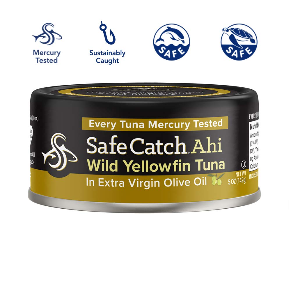 Safe Catch Wild Ahi Yellowfin Tuna Fish Canned, Wild Caught, Lowest Mercury, Lean Protein, Omega 3, Gluten-Free, Kosher, in Extr
