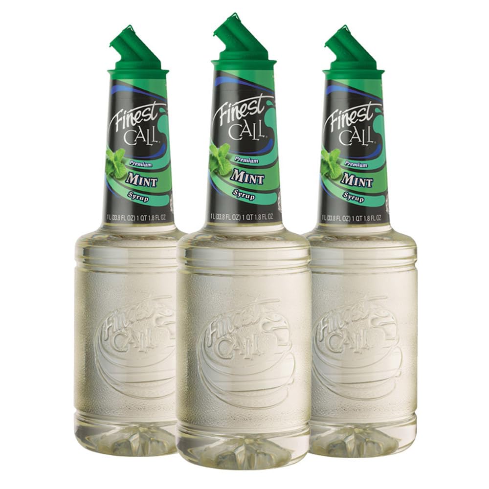 Finest Call Top-Grade Mint Flavored Syrup Drink Mix  1 Liter Bottle (33.8 Fl Oz)  Pack Of 3