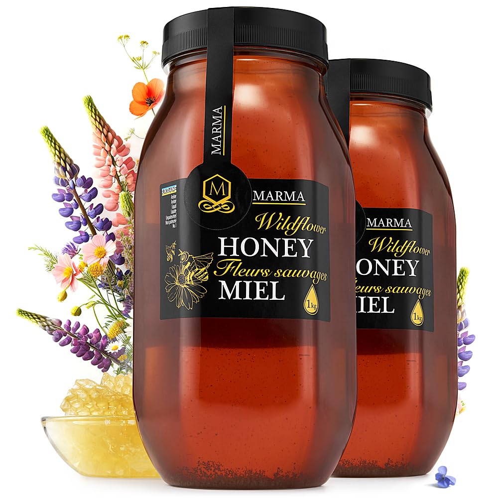 HONIGMA Marma Wildflower Honey | 100% Pure & Unpasteurized | 1000g/35.2oz | Pack of 2