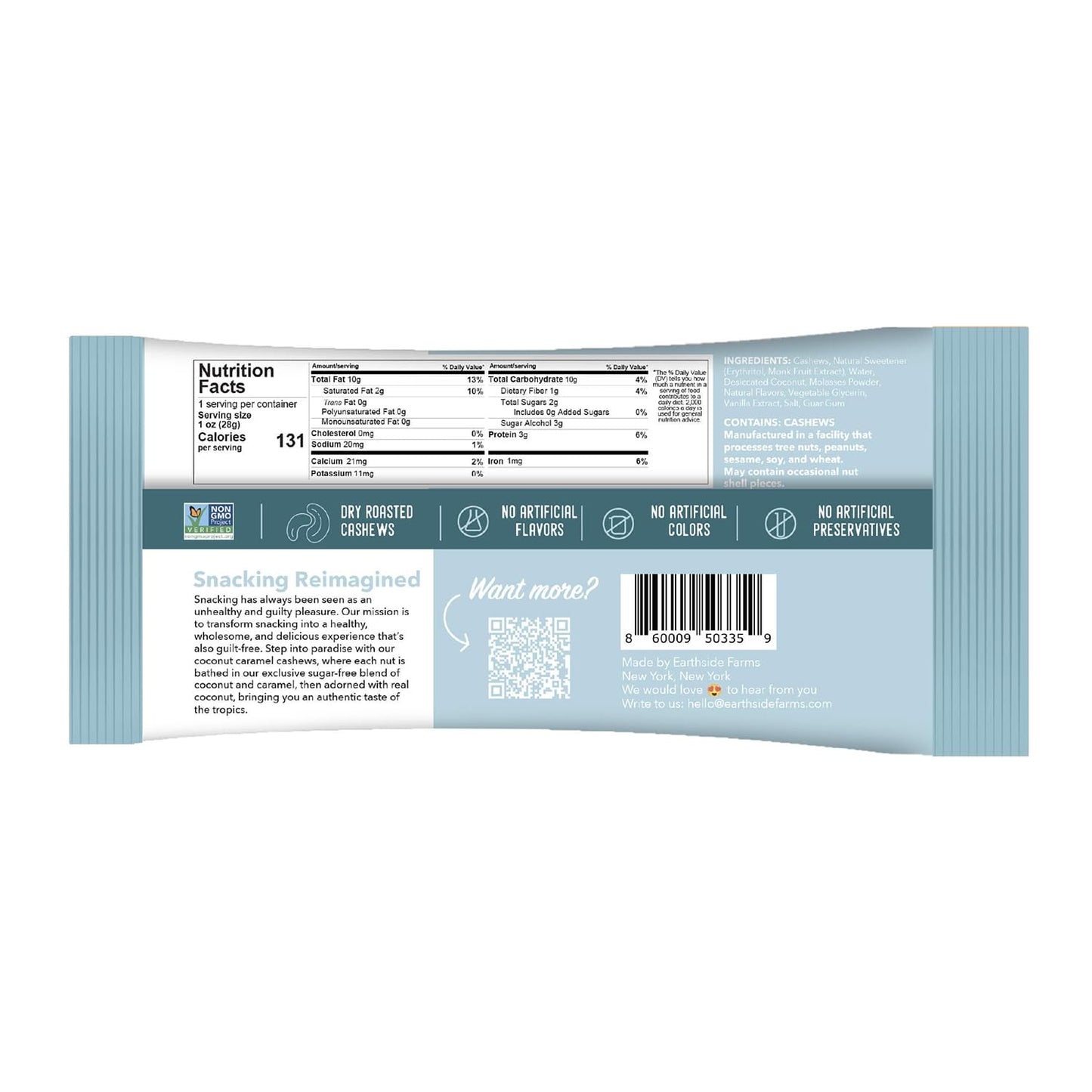 Earthside Farms Cashews, A Keto Friendly, Low Carb, Low Sugar Snack, Individual Packs Of Sweet And Crunchy Nut Coated In A Sweet