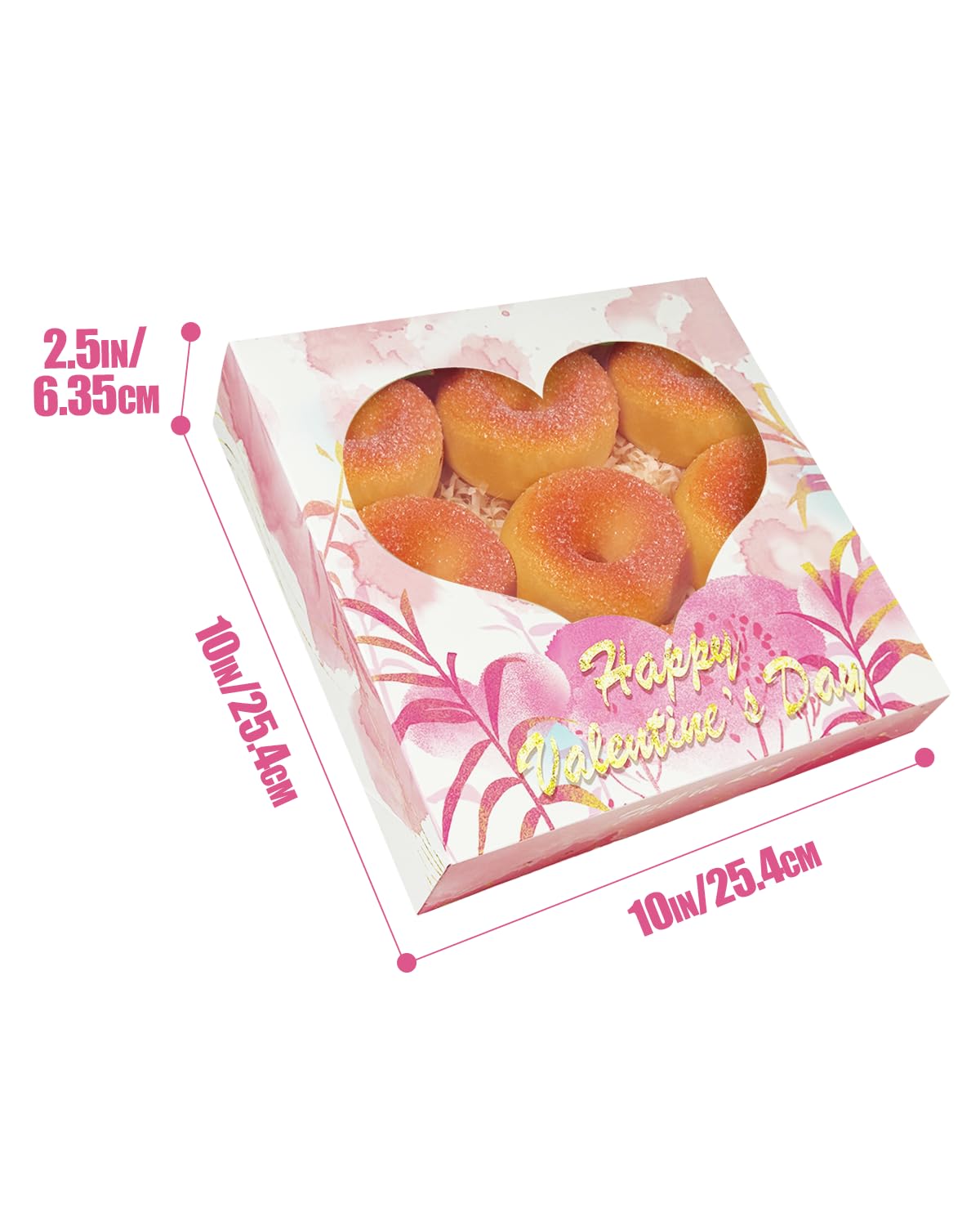 Qiqee Auto-Pop Up 10X10X2.5 Inch Pie Boxes With Window 30Packs Cookie Donut Bakery Box