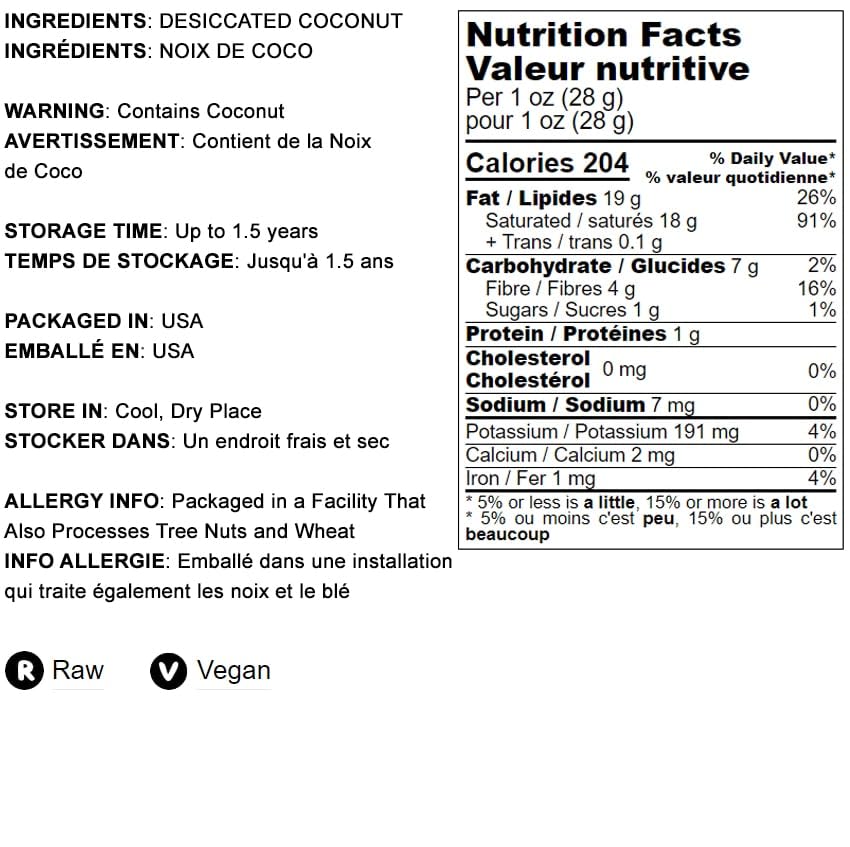 Food To Live Coconut Chips, 5 Ounces - Unsweetened Flakes, Unsulfured, Raw, Dried, Desiccated, Shaved Coco Nut Meat, Vegan, Keto
