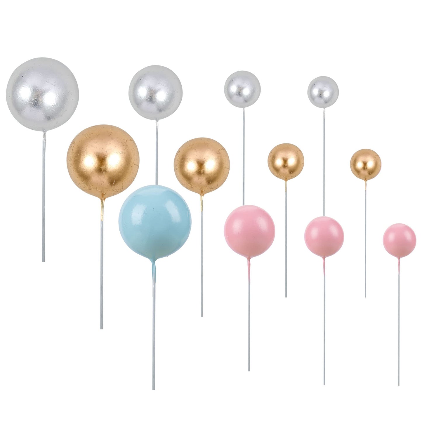 Gyufise 30Pcs Mini Balloon Cake Topper Foam Ball Cake Picks Decorations Faux Pearl Balls Diy Cake Topper Decoration For Baby Sho