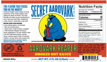 Secret Aardvark Reaper Hot Sauce - Carolina Reaper Hot Sauce, Smoky Chipotle Hot Sauce, Low Carb, Dairy Free, Spicy Bbq Sauce, H