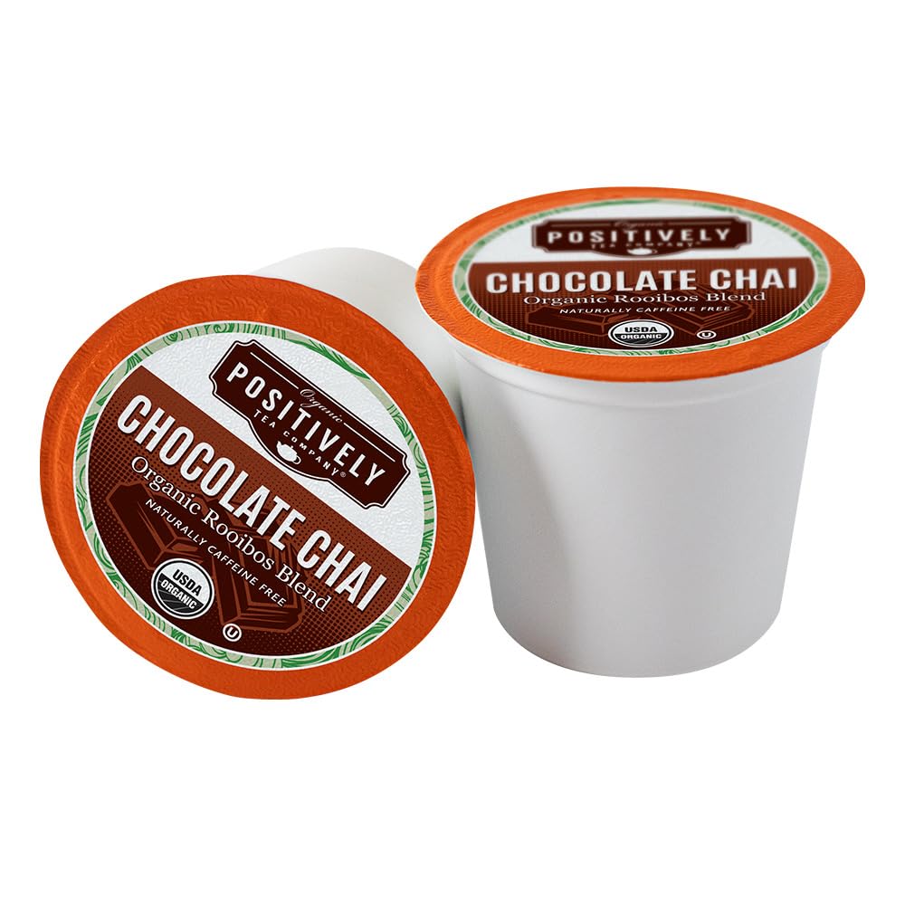 Organic Positively Tea Company Chocolate Chai Rooibos Tea, K-Cup Compatible, 24 Count
