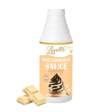 Lovetta White Chocolate Sauce Bulk 34Oz (1L) Bottle - Smooth Gourmet White Chocolate Dessert Drizzle  Sweet Creamy Topping For Crepes  Waffles  Ice Cream  Coffee & Pastries - Ready To Use