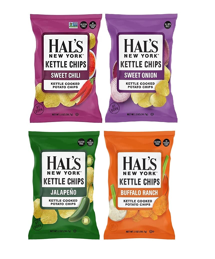 Hal's New York Kettle Cooked Potato Chips, Gluten Free, 2oz (Sweet n' Spicy Variety Pack, Pack of 24)