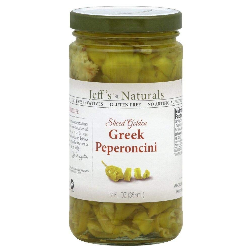 Jeffs Naturals Sliced Golden Greek Peperoncini (Pack of 6)