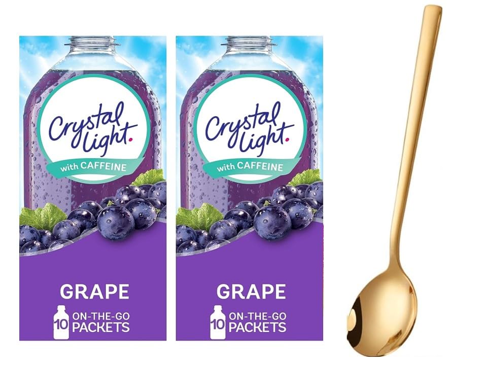 Sukkar Pasha Crystal Light On The Go Drink Mix, Sugar-Free, Low-Calorie, 2-Pack of 10 pouches, Grape Flavor, 3.33 Ounce