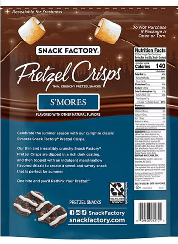Snack Factory Smores Pretzel Crisps, 20 Oz (Pack of 2)