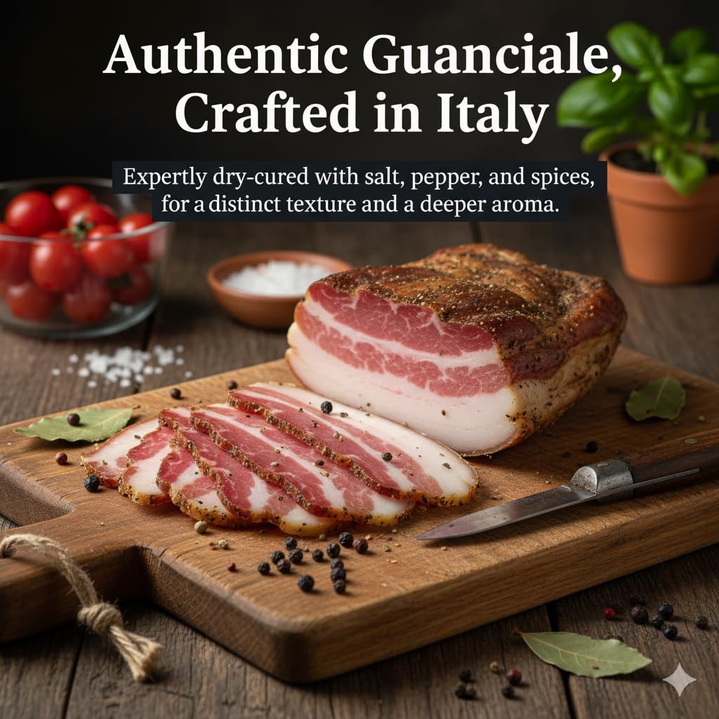 Alma Gourmet Guanciale From Italy - Italian Dry-Cured Pork Jowl Imported - La Salameria - 3.3lb (1.5kg)