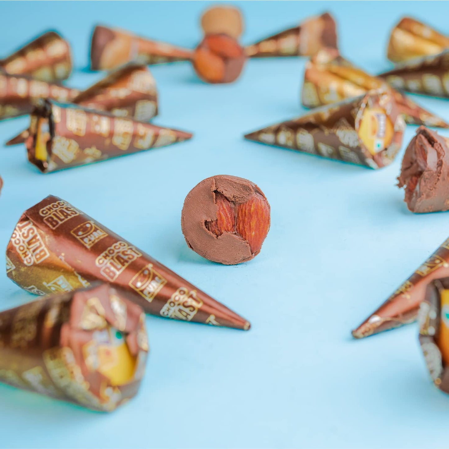 Pure Temptation Chocoblast Roasted Almond Waffle Cones [36 Pcs] Gluten Free Snacks For Kids & Adults - Non-Meltable Chocolate Gi