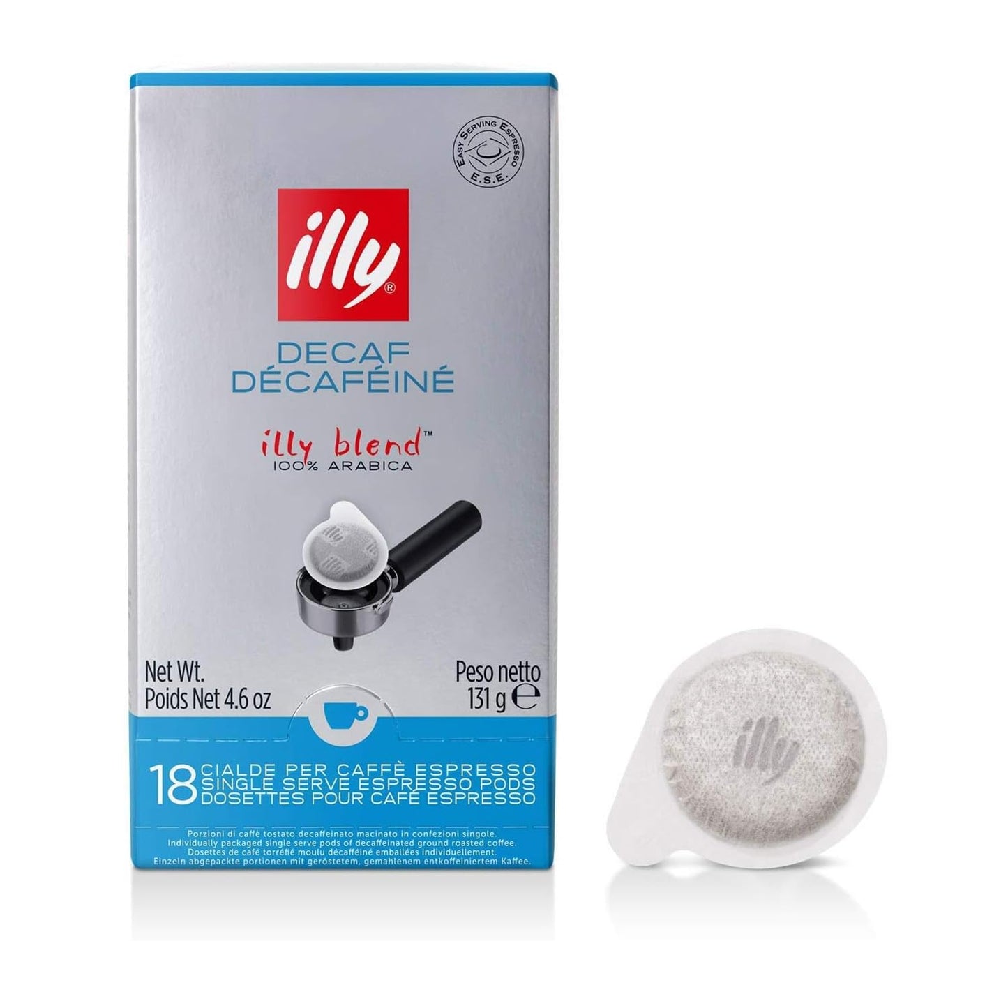 illy E.S.E. Coffee Capsules - Classico Decaf Roast - 18 Count - Notes of Caramel, Orange Blossom & Jasmine - Model 7997