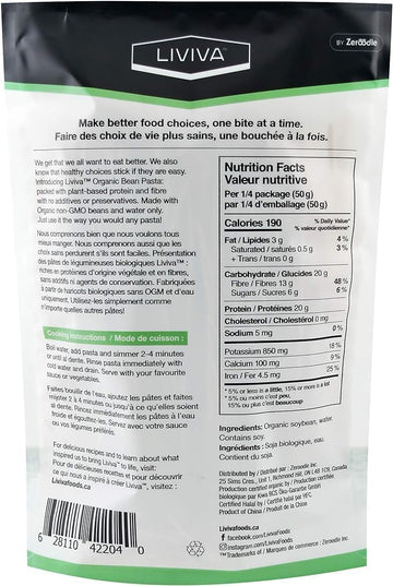 Liviva Organic Gluten Free Soybean Spaghetti Noodle Pasta (6 Pk) - 92 G Protein Bag - Certified Plant-Based Non-Gmo Kosher Halal