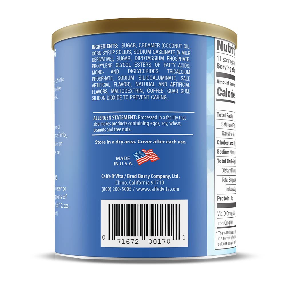 Caffe D'Vita Vanilla Macchiato - 100% Arabica Coffee Latte Mix, Instant Cappuccino Mix, Gluten Free, No Cholesterol, No Hydrogen
