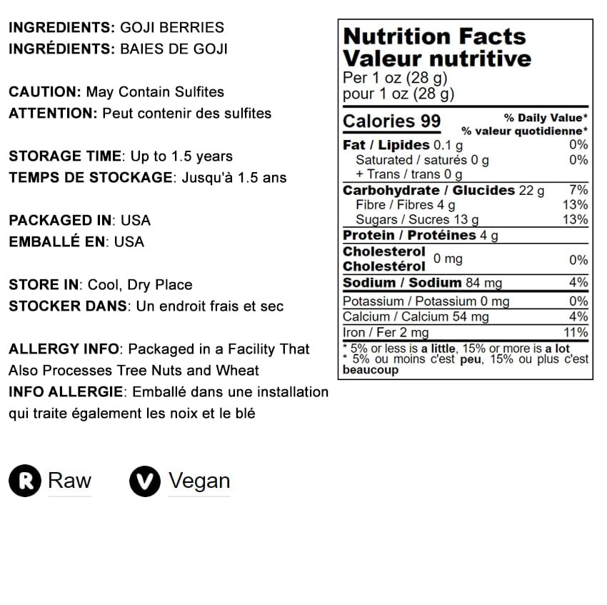 Food To Live Goji Berries, 3 Pounds Sun-Dried, Large And Juicy, Unsweetened, Vegan, Bulk. High In Iron, Vitamins A, And C. Fruit Snack. For Baked Goods, Tea, Smoothie, Yogurt, Oatmeal