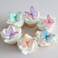 GEORLD Edible Wafer Paper Butterflies, Set of 48, 1.77 x 1.18 inches, Purple Pink Green Cake Decorations