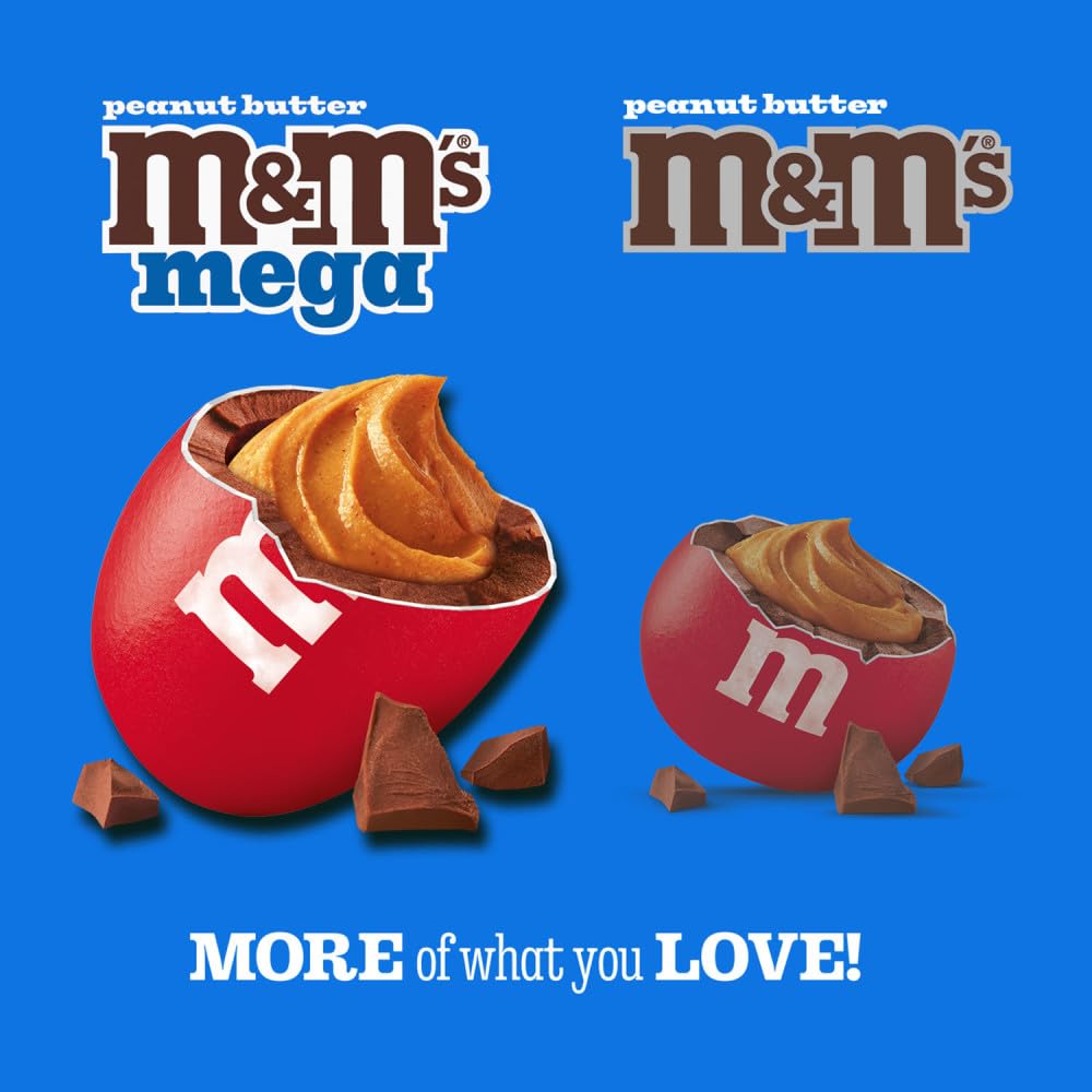 M&M'S Mega Peanut Butter Milk Chocolate Candy, Share Size, 24 Count Bulk Box
