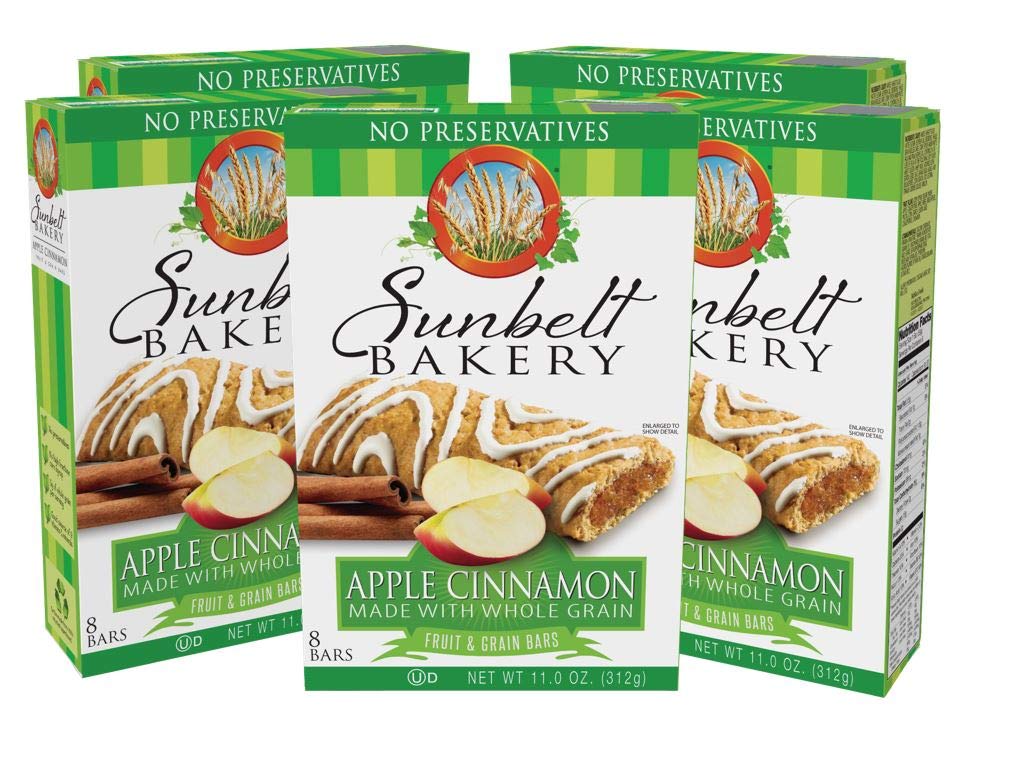 Sunbelt Bakerys Apple Cinnamon Fruit & Grain Bars, 5 Boxes, No Preservatives (40 Bars)