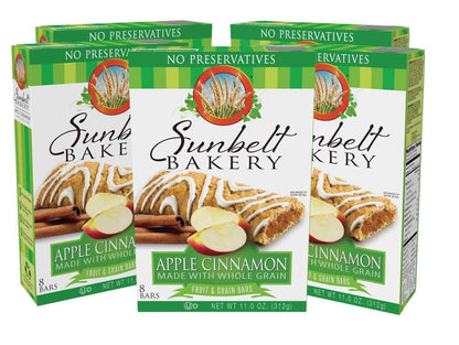 Sunbelt Bakerys Apple Cinnamon Fruit & Grain Bars, 5 Boxes, No Preservatives (40 Bars)