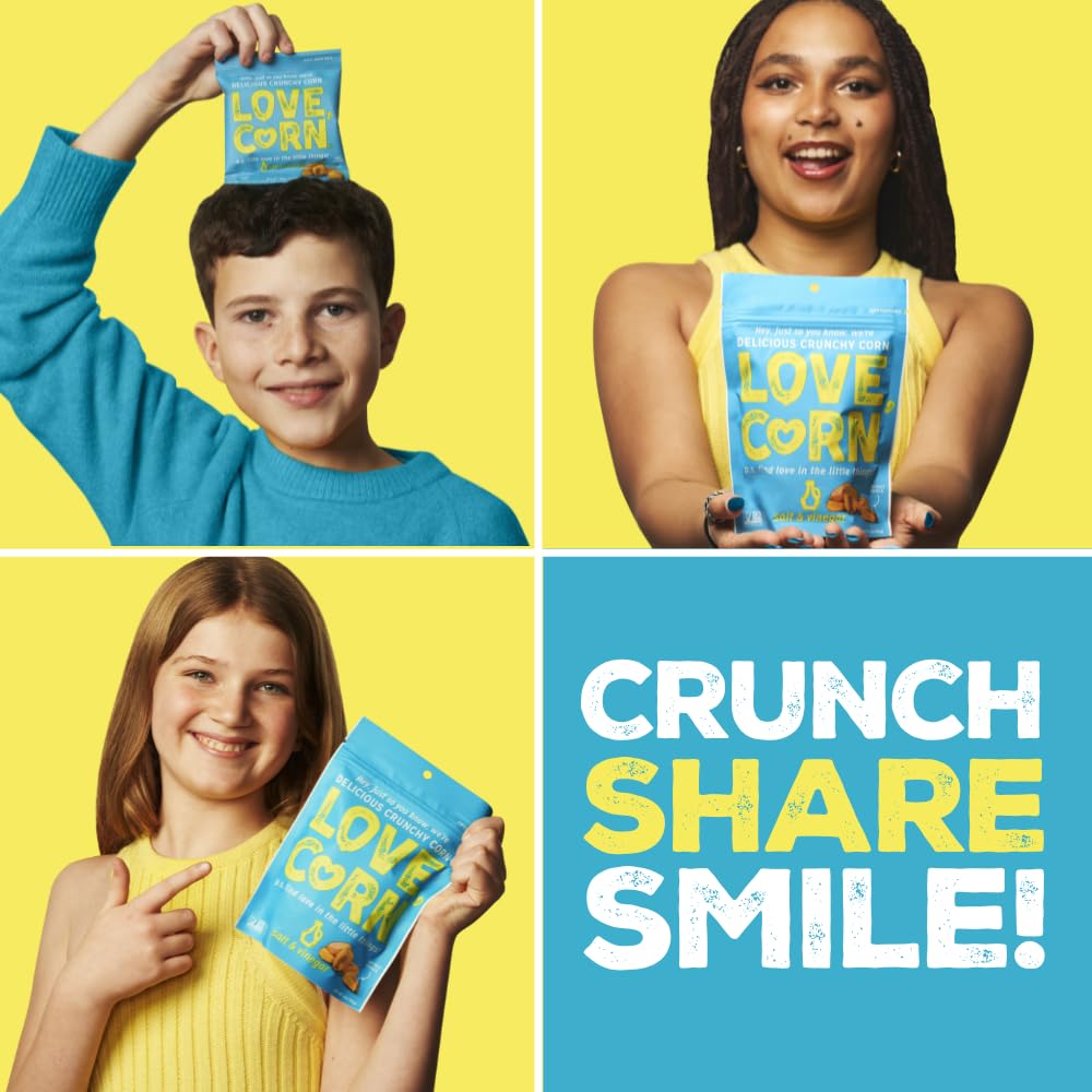 Love Corn Salt & Vinegar Crunchy Corn Snacks - Gluten Free, Kosher, Non-GMO - 0.7oz (Pack of 20)