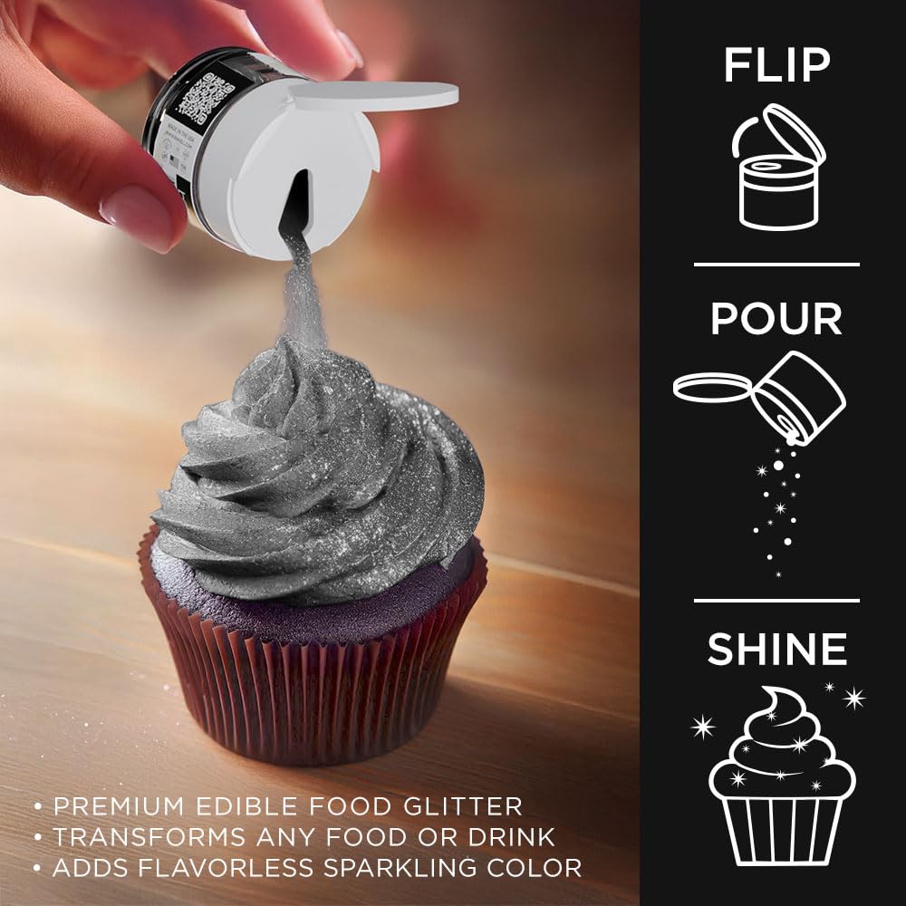 Bakell - Black Shimmer Tinker Dust (5G, 1X Jar) Edible Glitter For Food, Desserts, And Beverages!