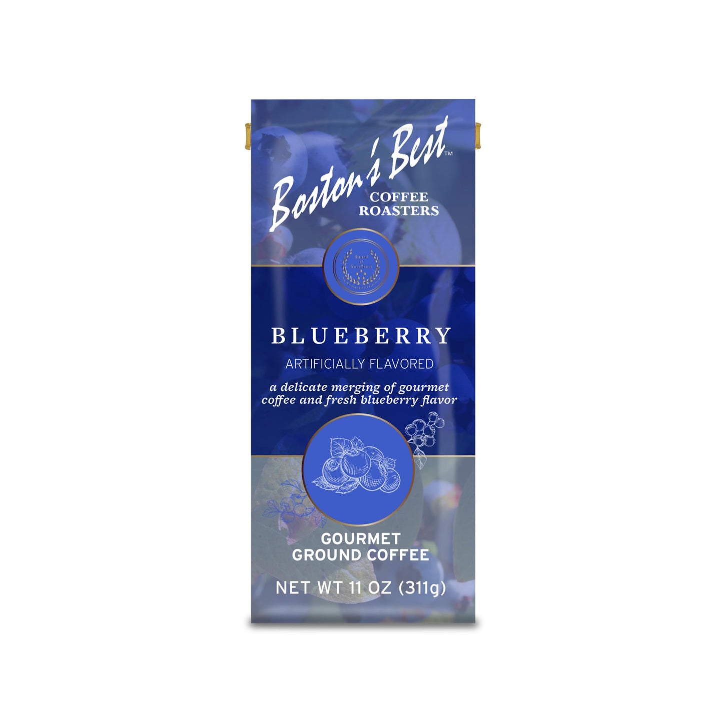 Bostons Best Blueberry Flavored Coffee, Gourmet Ground Coffee, 11 oz. Bag