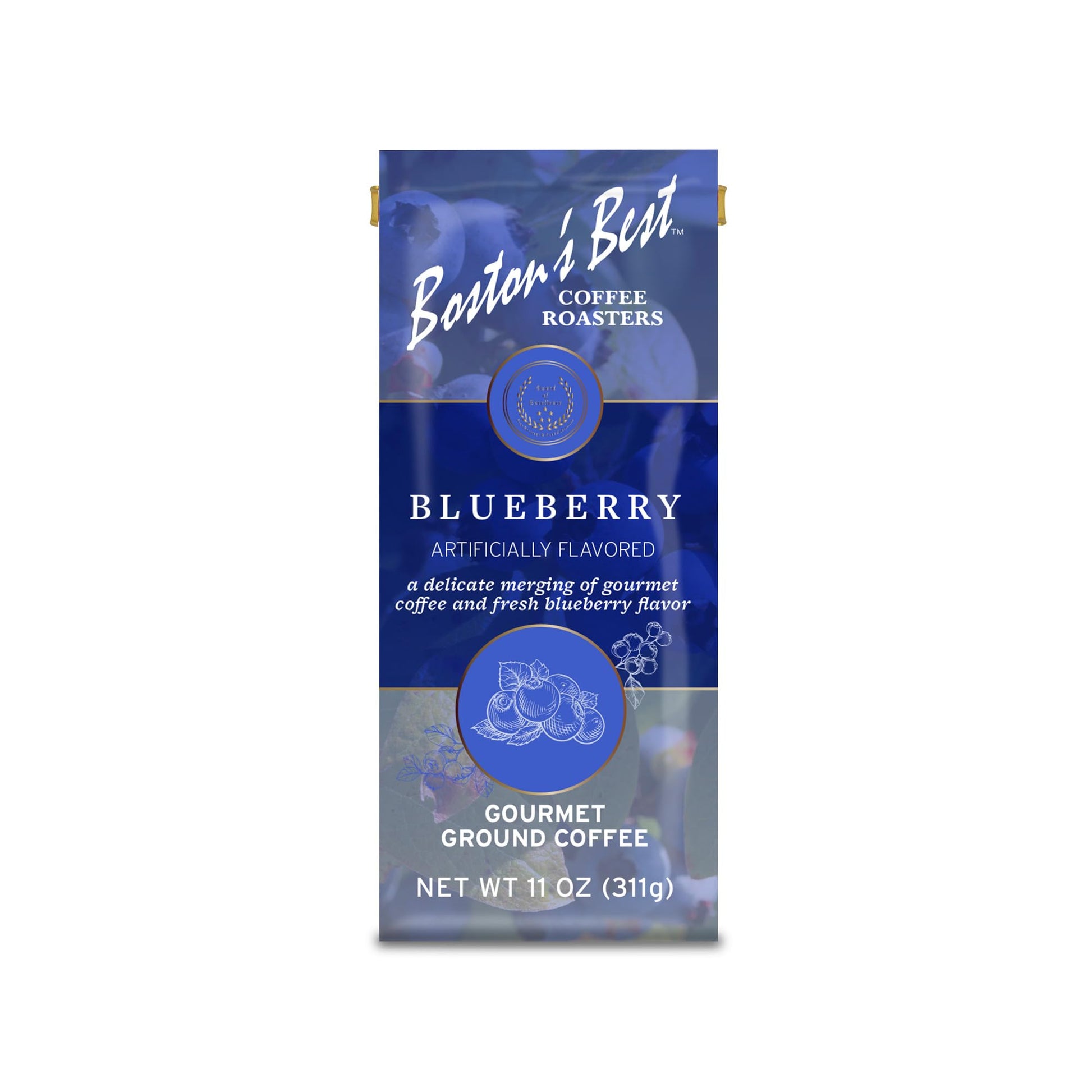 Bostons Best Blueberry Flavored Coffee, Gourmet Ground Coffee, 11 oz. Bag