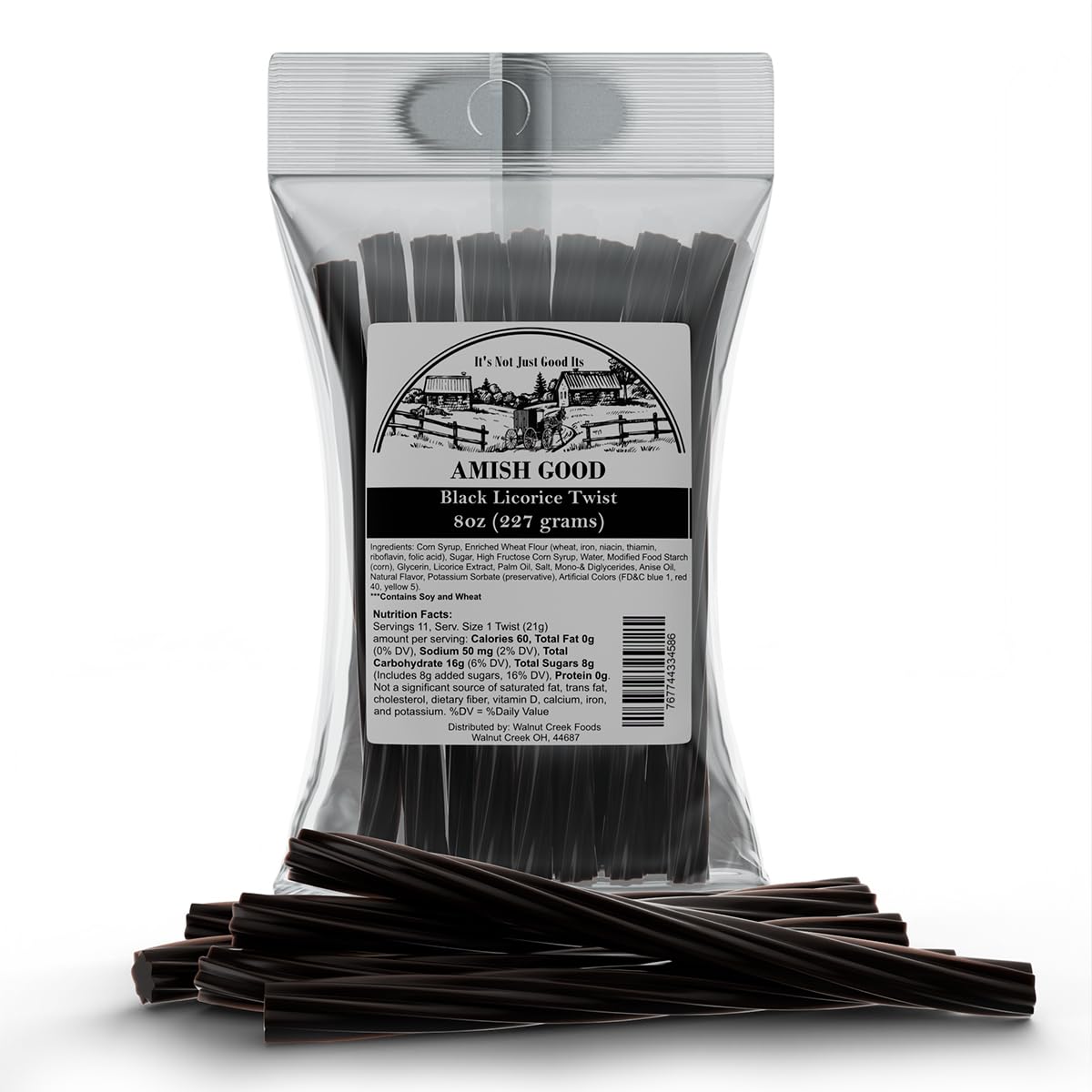 Amish Good Gourmet Licorice Twist Candy - Premium Sweet & Chewy Treat, Jumbo Black Licorice Twist Perfect Snack Under 100 Calori