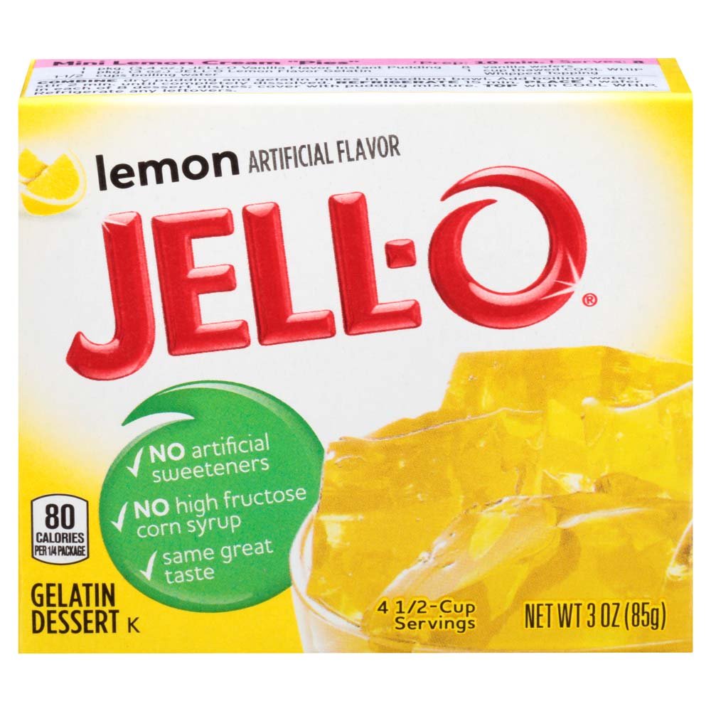 Jell-O Lemon Gelatin Mix, 3 Ounce Box, Pack of 6
