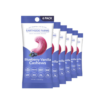 Earthside Farms Blueberry Vanilla Cashews, Candied Cashews, Low Sugar Keto snack, Non GMO, Plant Protein, Vegan, Whole, Natural,