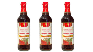 3 Packs - Premium Shrimp Fish Sauce Glass Bottle - Nuoc Mam Cot Nhi Tom Chai Thuy Tinh - 16.9 Oz per Glass Bottle with 3 Bottles