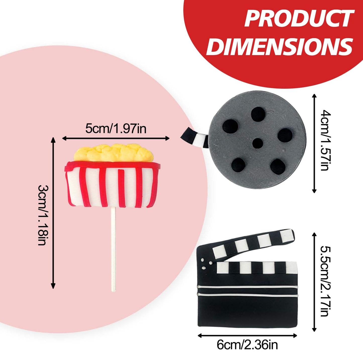 oyhqes 3D Cake Topper Set, Movie Night Cupcake Picks, Multicolour, Plastic, Model: Oyhqes-3D CakeTopper