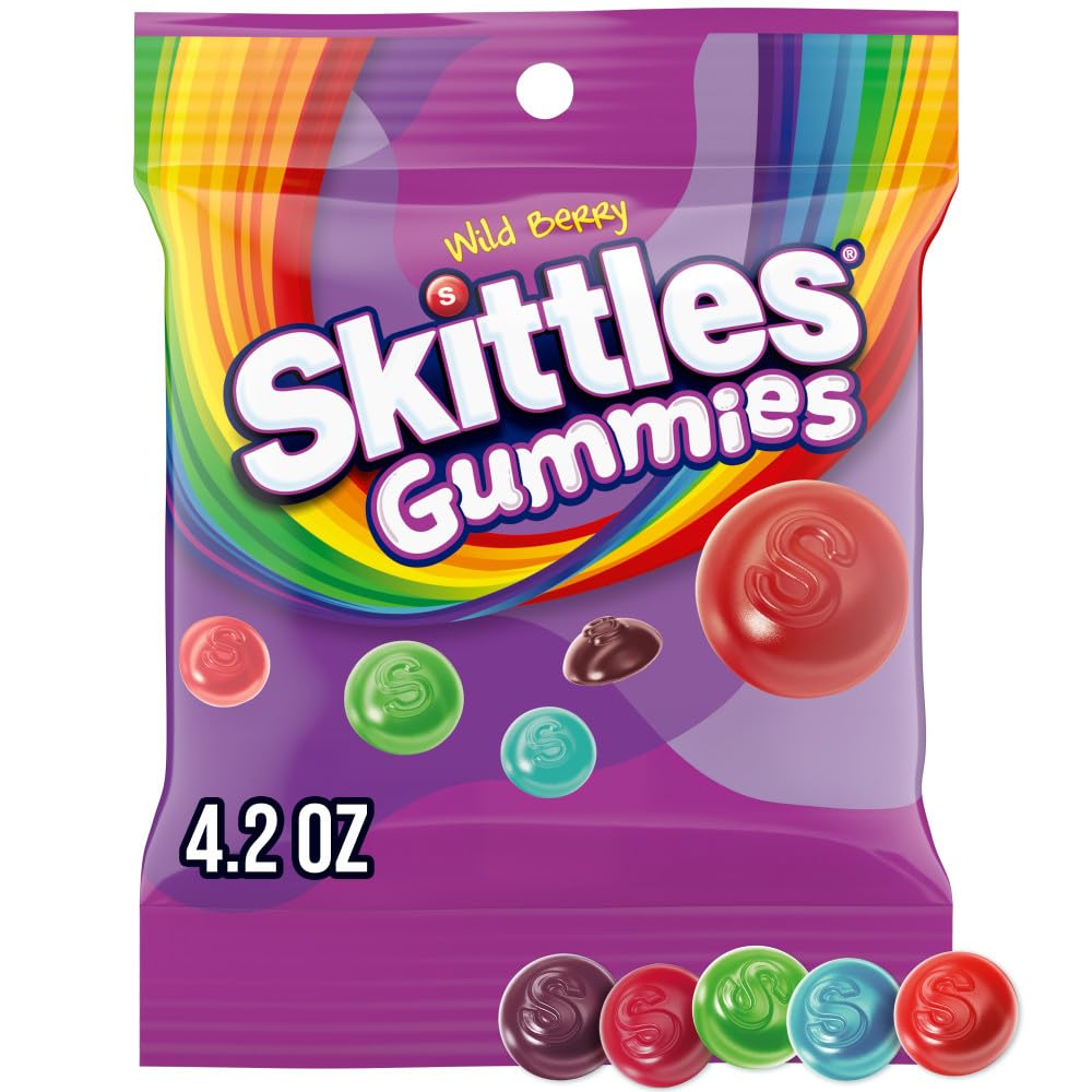 SKITTLES Gummies Wild Berry Fruit Gummy Candy  4.2 Oz Bags (Pack of 12)