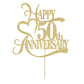 Yetxel Gold Glitter 50th Anniversary Cake Topper - 8x7 inches Decoration for Weddings and Birthdays