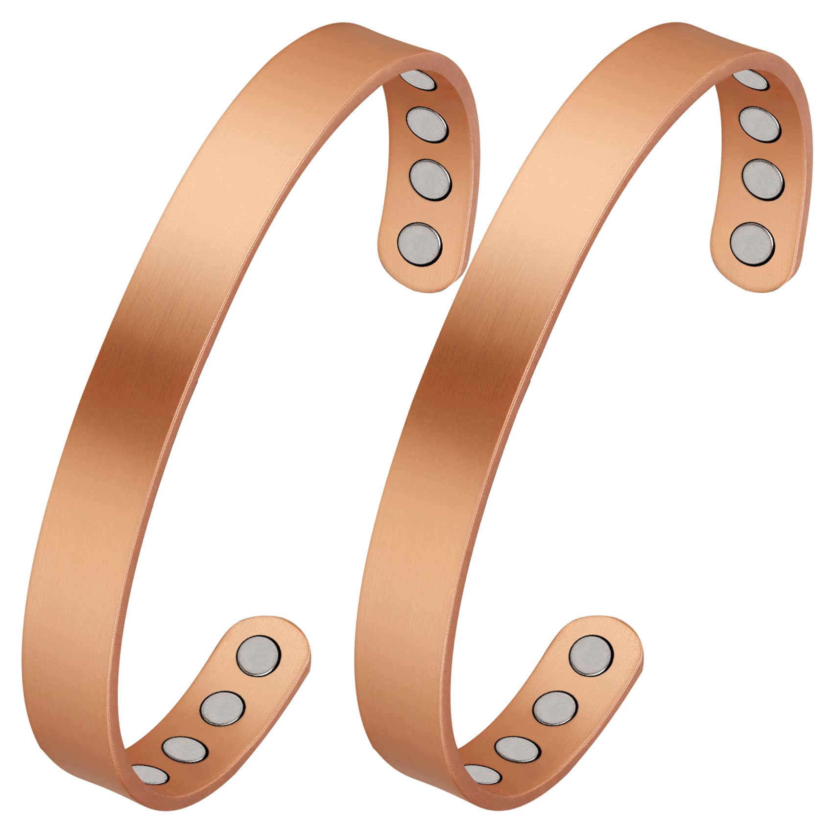 Feraco 2 Pcs Copper Magnetic Bracelet For Women Men,Sleek Magnetic Bracelet With 99.9% Pure Copper,Cuff Bangle With Gift Box,Gif