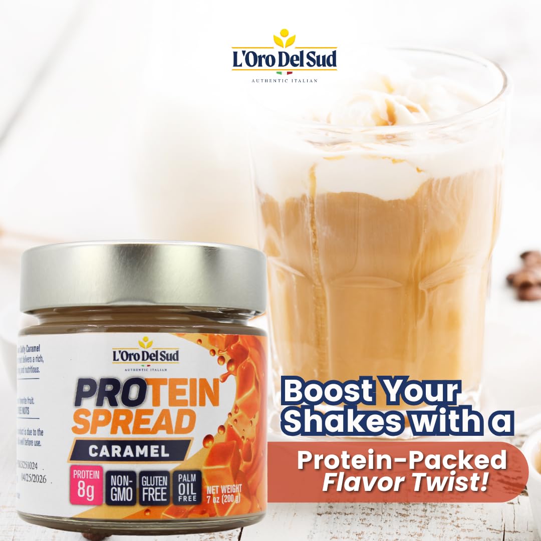 Salted Caramel Spread With Protein, High Protein, 8G Protein Per Serving, Protein Spread, Non Gmo, Product Of Italy, Non Palm Oi