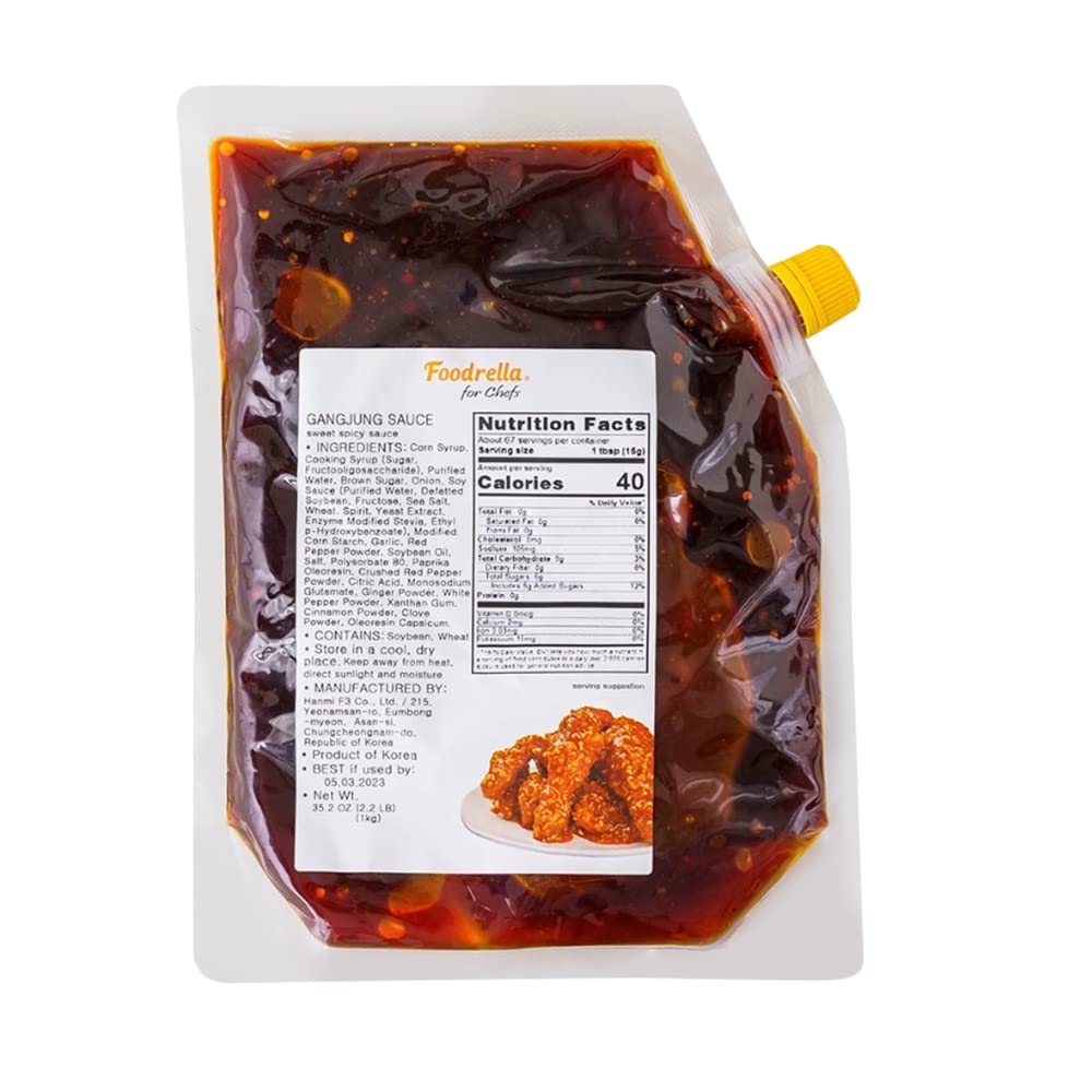 Foodrella Korean Fried Chicken Sweet & Spicy Yangnyeom Gangjung Sauce, 2.2 LB (1kg)