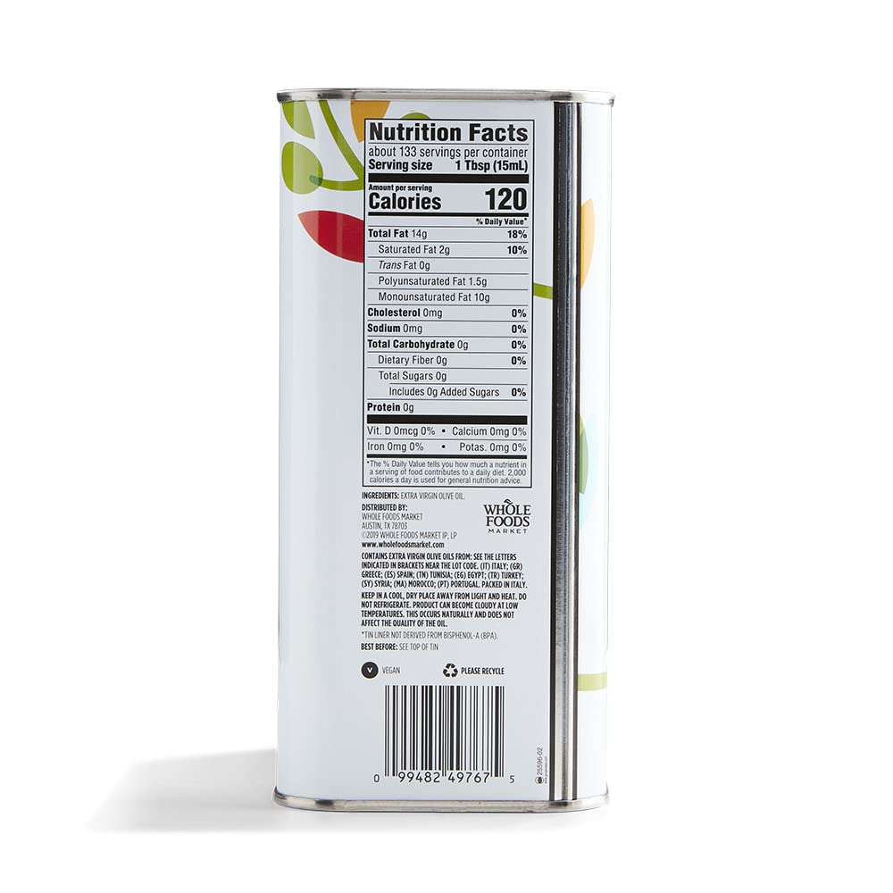 365 by Whole Foods Market Mediterranean Blend Extra Virgin Olive Oil, 67.6 Fl Oz - Premium Quality Olive Oil for Cooking and Dressing