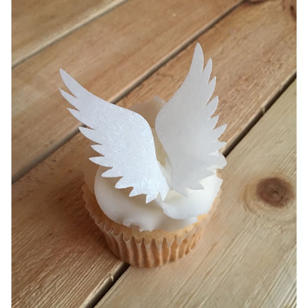 Georld 24Pairs Wafer Angel Wings Wafer Cupcake Toppers Wing Cake Decoration For Anniversary, Birthday Party & Wedding