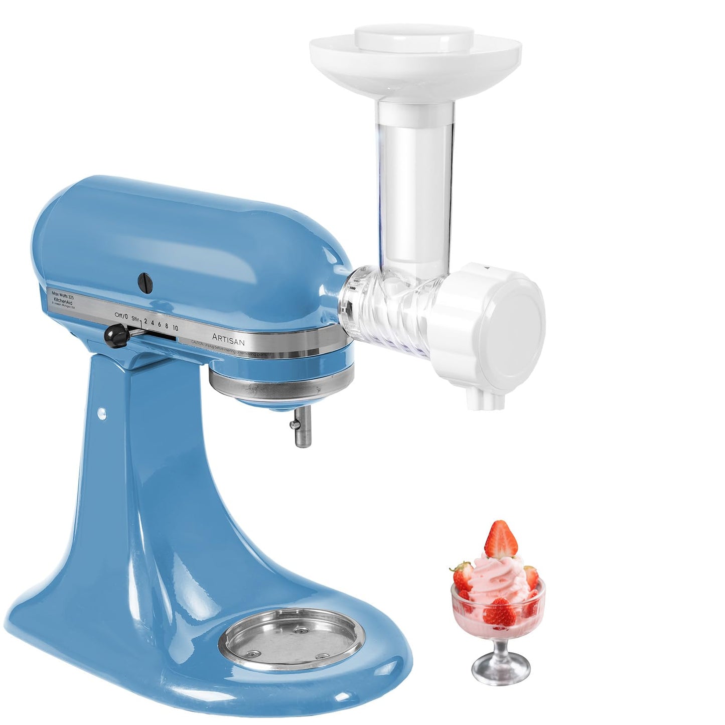 MEILEYII Frozen Fruit Ice Cream Attachment for Kitchenaid Mixer, Creates Sorbet & Yogurt, Small Size, Dishwasher Safe