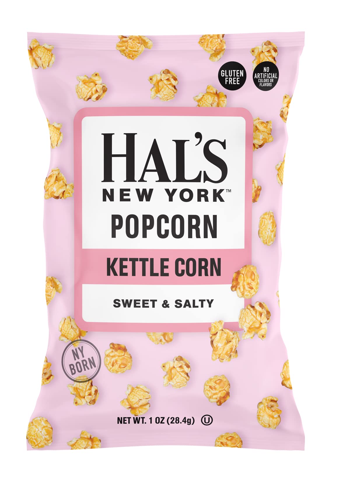 Hal's New York Kettle Cooked Potato Chips, Gluten Free (Sweet & Salty Popcorn, 1 oz Bag (Pack of 24))