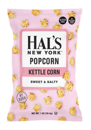 Hal's New York Kettle Cooked Potato Chips, Gluten Free (Sweet & Salty Popcorn, 1 oz Bag (Pack of 24))