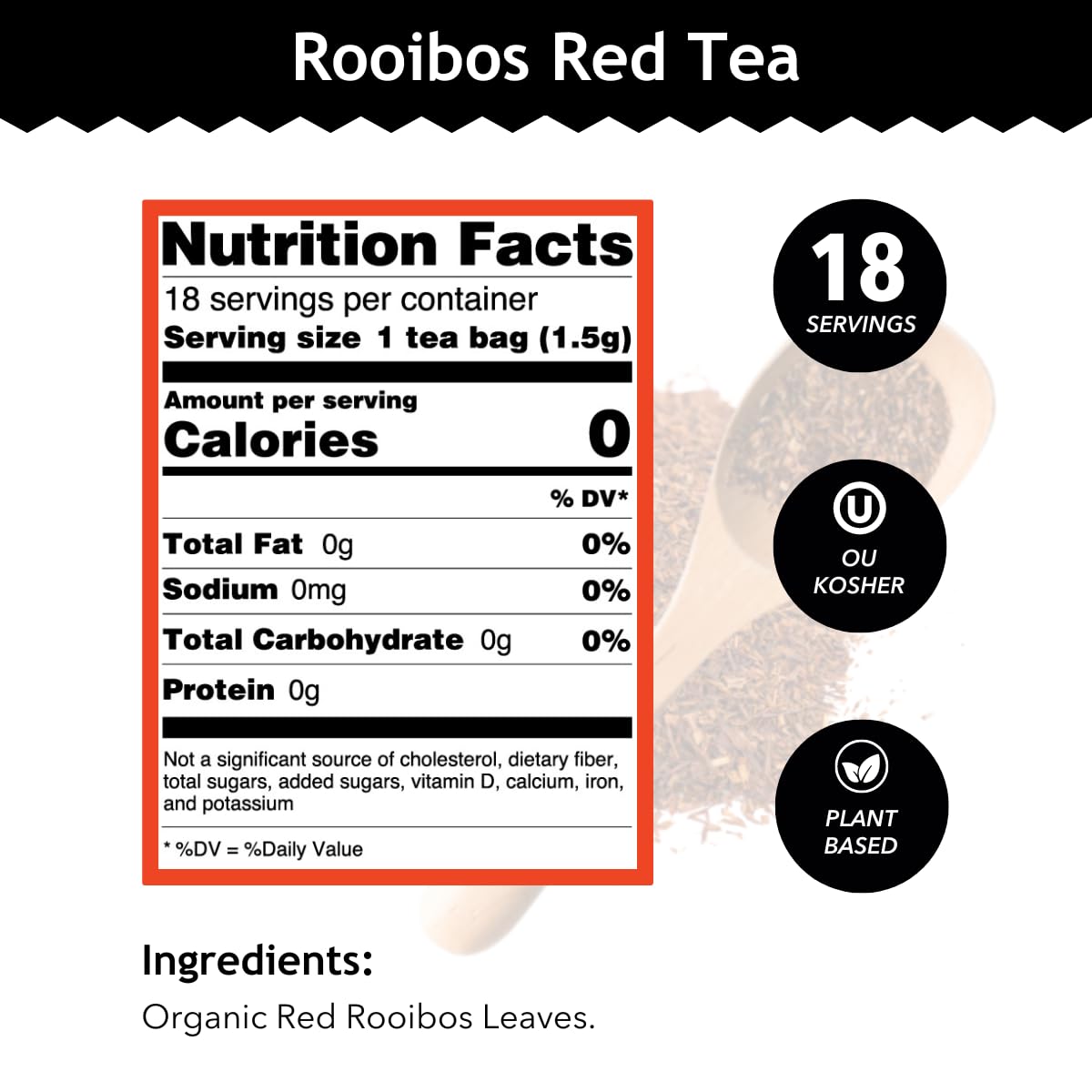 Buddha Teas Rooibos Red Tea - Organic Herbal Tea - Caffeine Free - 18 Tea Bags