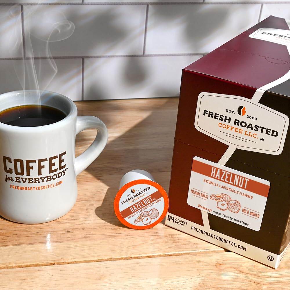 Fresh Roasted Coffee Decaf Hazelnut Flavored Coffee Pods K-Cup Compatible 96 Count