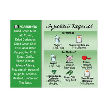 Shan Green Raita Seasoning Mix, Mint & Green Chili, 1.41 oz (Pack of 2)