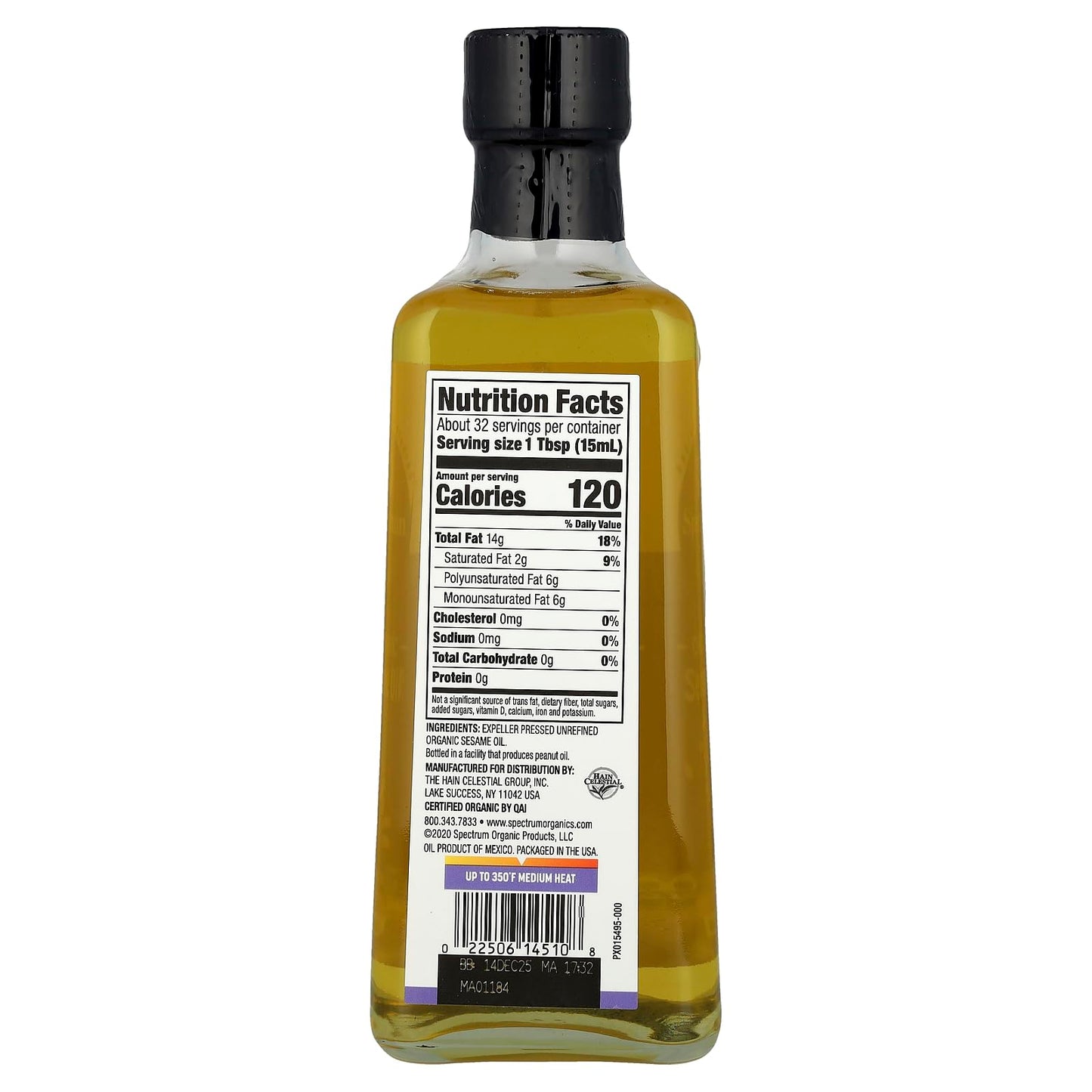 Spectrum Naturals, Oil Sesame Unrefined, 16 Fl Oz